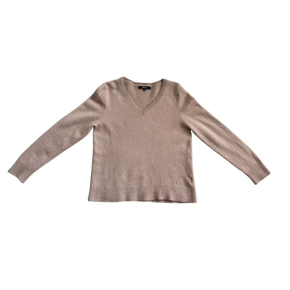 Quince 100% Mongolian Cashmere V-Neck Sweater Women's ~M/L Camel Minimalist - Picture 8 of 15